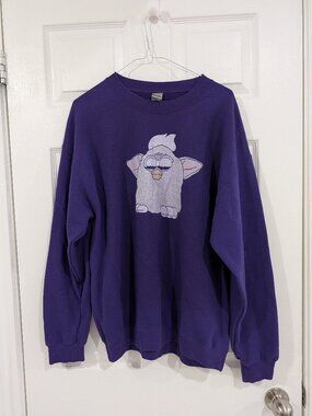 Custom Furby Purple Crewneck sweater L